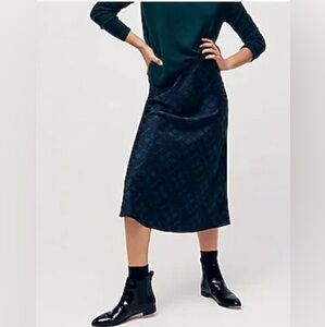 J. Crew Pull on Slip Skirt in Black Watch Tartan  Dark Spruce Size Medium